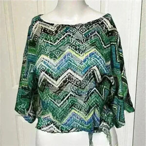 So Nikki… USA Top Y2K Vintage Womens Chevron Eyelet Colorful Boho Fairy Size M